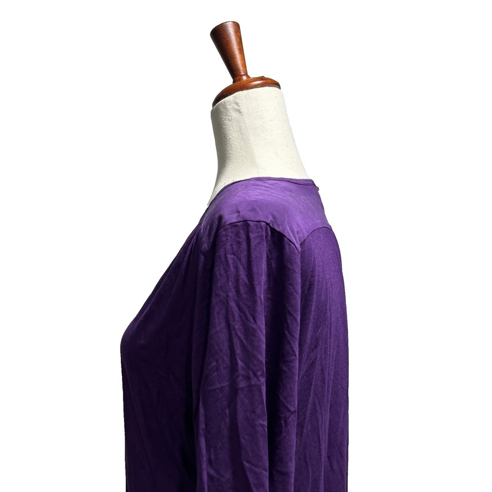 St. John Women's Blouse Medium Viscose Draped V-Neck Short Sleeve Shirt Top - Picture 6 of 10